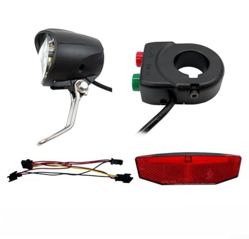 Gdfnmogo Ensemble de feux avant et arrière LED pour vélo électrique 12 composants Phare avec interrupteur 180 cm Fil 5 W Lampe intégrée compatible avec vélo électrique 107 mm 72 V