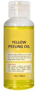 Gul peeling-olja, gul peeling olja för händer, olja för mörk hud, gul olja, exfolierande lösning för kroppen, ljusare hornhinna, armbågar, knän, fingrar till svart för alla hudtyper 100 ml