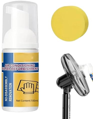 Schiuma Pulente per Condizionatore D'Aria,100ml Spray Detergente per Ventilatore Senza Risciacquo | Pulitore Serpentine con Spugna per Condizionatore,per Sporco Polvere Grasso Manutenzione Ventilatore
