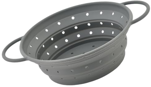Hopfällbar silikon pasta-sil, 22 cm, platsbesparande, värmebeständigt dräneringsdurkslag för pasta, grönsaker och frukt, diskmaskinssäker