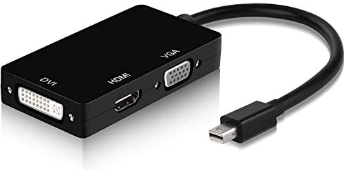 VIPMOON Mini DisplayPort to HDMI DVI VGA Cable, 3 In 1 Adapter Video Converter, Compatible with MacBook Air/Pro/iMac/Microsoft Surface Pro/Projector (Black)