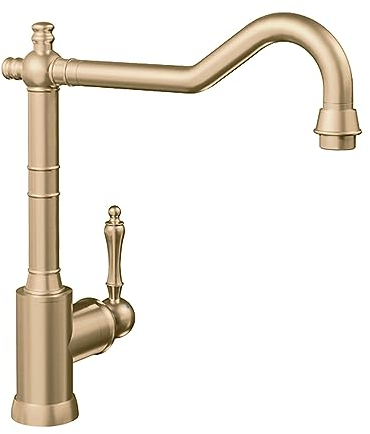 Villeroy & Boch Avia 2.0 Küchenarmatur, Hochdruck, Wasserhahn Küche mit Keramikkartusche und 360° Schwenkbereich, Spültischarmatur energiesparend, Auslauf Höhe 235mm, Gold