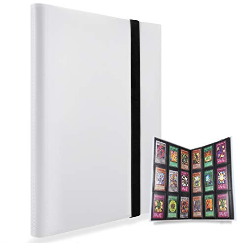 MUROAD 360 Pockets Trading Card Binder Album, Side Loading PP Pockets, Standard Size Cards Protector, compatible with Yugioh Pokemon Card Holder (White)