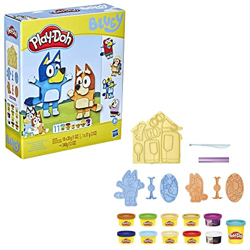 Play-Doh 5010993981359 Kneten mit Bluey mit 11 Dosen, S