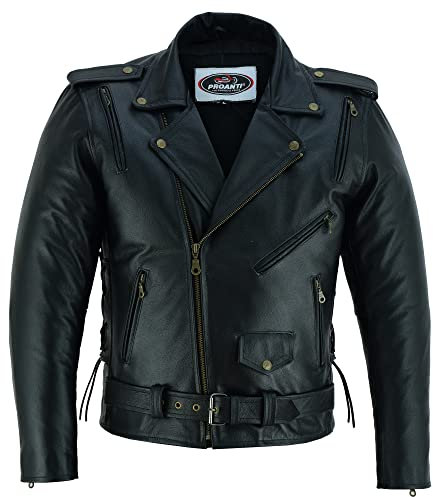PROANTI Leder Motorradjacke Biker Jacke Sport Motorrad Chopper Lederjacke
