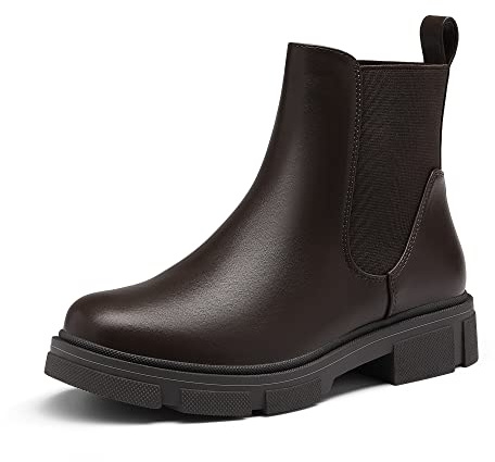DREAM PAIRS Women's Boots Chelsea Ladies Boot Pull On Fall Fashion Walking Ankle Booties SDAB2205W-E,Size 6,Brown,SDAB2205W-E