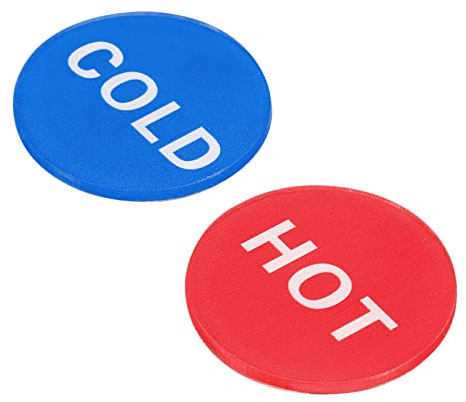 PATIKIL Auto Adesivo Caldo/Freddo Acqua Etichetta, 20pz Acrilico Rotondo Adesivo Segni per Rubinetti Lavelli, Rosso/Bianco, Blu/Bianco