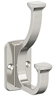 Amerock Alder Double Prong Satin Nickel Wall-Mounted Hook