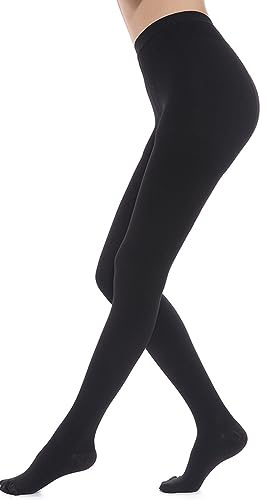 QIRUIRED Medical Compression Pantyhose - Closed Toe 23-32mmHg Graduated Support Tights Socks Stockings for Women & Men (Black, S)