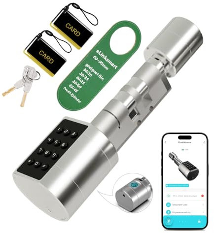 Serrure de porte électronique 60 mm 30/30 à 90 mm 45/45 - Taille commutable avec clé, empreinte digitale - Application Tuya - Autorisation à distance - Convient pour la plupart des portes de l'UE -