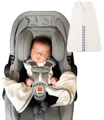 Buckle Me Baby Coats Sleep Sack | Car Seat Blanket | Car Seat to Crib Baby Wearable Blanket for Easy Transitions from Stroller, High Chair or Any 5 Point Harness | 4-8 Months Fleece Cream Blankie