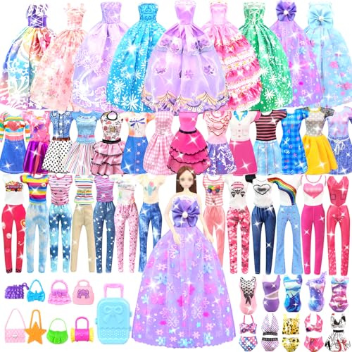Vêtements et Accessoires pour Poupées de 11,5 Pouces avec Robes de Princesse Hauts et Pantalons Sacs Cadeaux et Jouets pour Les Filles de 4, 5, 6, 7, 8, 9 et 10 Ans
