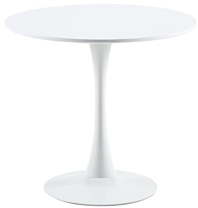 buybyroom Skandinavischer Moderner Runder Esstisch, Tisch Rund, Einfacher Kleiner Tisch für Küche, Esszimmer und Wohnzimmer, Durchmesser 80 cm, Weiß