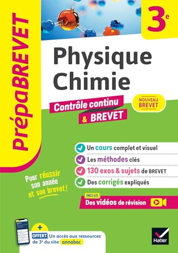 Prépabrevet - Physique-Chimie 3e - Brevet 2026: cours, méthodes & sujets de brevet corrigés