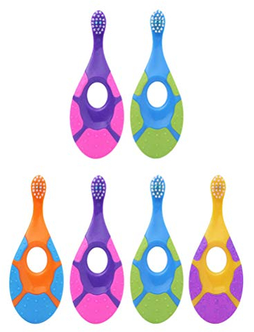 Baby Zahnbürste Step 1 mit Beißring, 0-3 Jahre, extra soft, Zahnbürsten Set 6PCS