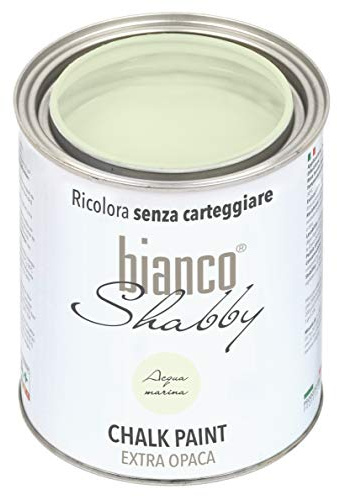 bianco Shabby® Acqua Marina (Aqua Marine) Vattenbaserad kritfärg för alla ytor – extra matt finish (1 liter)