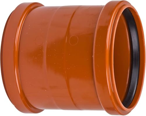 KG Rohr Überschiebmuffe Ø DN 315 mm Länge 300 mm Orangebraun | PP PVC Muffe Mit 2 Gummidichtringen | Kanalrohrsystem Abwasserrohr Doppelmuffe Chemische Beständigkeit | Abwasser Installation