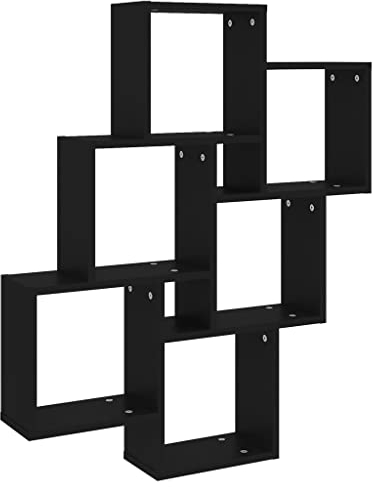vidaXL Würfelregal Wandregal Hängeregal Cube Lounge CD Regal Dekoregal Bücherregal Schweberegal Wandboard Regalwürfel Schwarz 78x15x93cm Holzwerkstoff