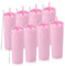 Volhoply 600ml Trinkbecher mit Deckel und Strohhalm Achterpack,Doppelwandiger Wiederverwendbar Reisebecher,BPA-freier Matte Pastellfarben Acryl-Plastikbecher für Fruchtsaft,Geschenk,Eiskaffee(Rosa,8)