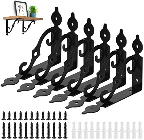 JNWYH 6 Stk Regalhalterung, Rostschutz Regalträger mit 24 Schrauben und 12 Expansionsrohr für Küche,Schlafzimmer,Badezimmer,Garten,Arbeitszimmer(14 * 11cm)