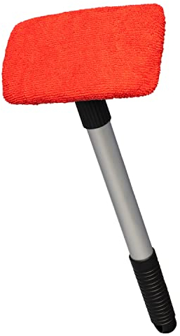 ToM PaR Nettoyant pour vitres de Voiture en Microfibre | avec Un Manche télescopique | Élimine la poussière la Vapeur d'eau I Tête pivotante à 3 Couches et à 180 degrés I Longueur : 38-52 cm I Rouge