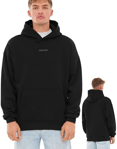 Johnny Urban Hoodie Damen & Herren Oversize Schwarz - Cody Logo Print - Basic Kapuzenpullover mit Oversized Fit - Pullover Sweatshirt mit Kapuze & Schwerem Stoff - Einfarbig