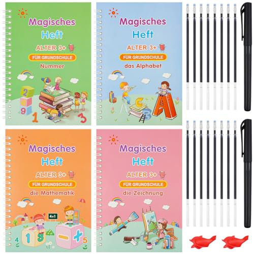 OFFCUP Magisches Heft, 4pcs Magisches übungsheft deutsch