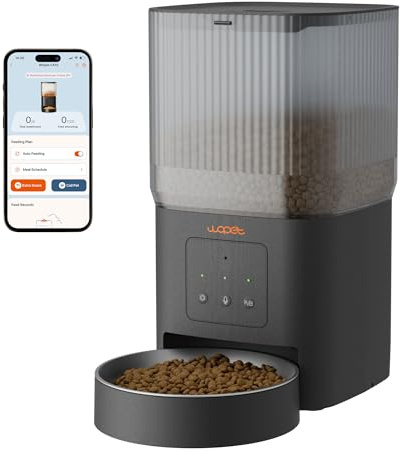 WOPET Automatic Cat Feeder 4L WiFi Cat Food Dispenser with APP Control for Slow Feeding,10S Voice Record,1-10 Meals Per Day for Cats and Dogs (Black)