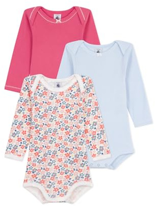 Petit Bateau Lot de bodies manches longues en coton imprimé fleuri bébé