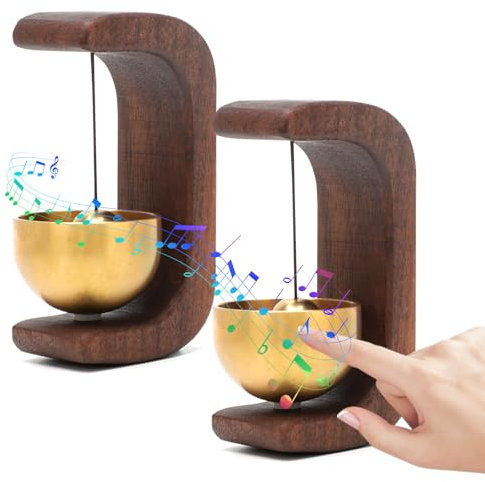 Gohytal Magnetisches TüRglocke Ohne Bohren, Retro Türklingel Willkommenstürklingeln für Haustüren Suction Door Type Solid Wood Wind Chime Artisan Cafés Haustüren Haustiertüren Geschäfte Kühlschränke