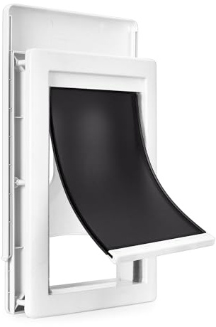 Amazon Basics Verstellbare Hunde- und Katzentür aus Kunststoff, Mittelgroß, 26,7cm x 38,1cm x 9,9cm, Weiß und Grau