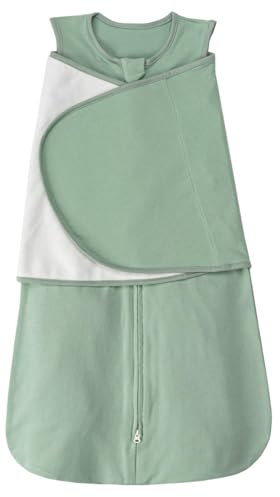 SIMYJOY Baby Schlafsäcke Neugeborene,Pucksack Baby Wearable Wickeldecke & Swaddle Transition,3-fach Verstellbarer Babyschlafsack mit 100% Baumwolle,Grün