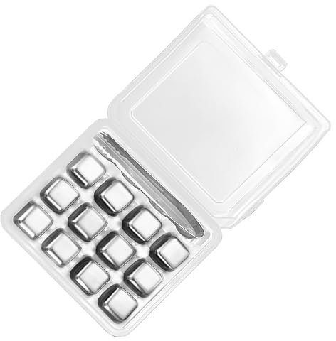 Pack of 12 Drinking Ice 304Stainless Steel Ice Cubes Metal Ice Cubes Cooling Stone Cooling Ice for Wine Enthusiasts