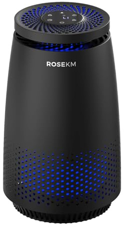 ROSEKM HEPA Air Purifiers for Bedroom Home, Air Cleaner with 3-In-1 HEPA Filter for Dust Smoke Pet Dander Odor with Sleep Mode, Aromatherapy, Timer, Portable (Black)