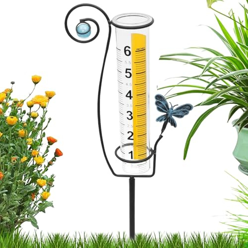 Pluviómetro | Medidores Decorativos Precisos Y Resistente A Heladas | Instrumentos Meteorológicos Para Jardín Césped Terraza Macizo Sendero Valla Granja