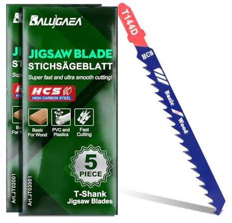 BALUGAEA Sticksågsblad trä 10 stycken T-skaft sticksågblad set för lövträ, barrträ, laminat, plast, PVC sågblad sticksåg