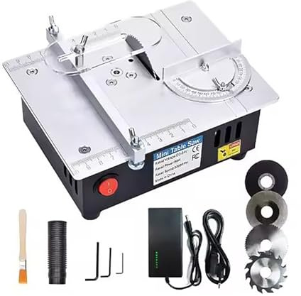Mini Sega Circolare da Tavolo，Banco Sega Circolare per Legno con Lama Regolabile da 0,1-15mm e Aletta di Sicurezza，Sega Elettrica da Tavolo di Precisione Regolabile con Alimentazione 7 Velocità