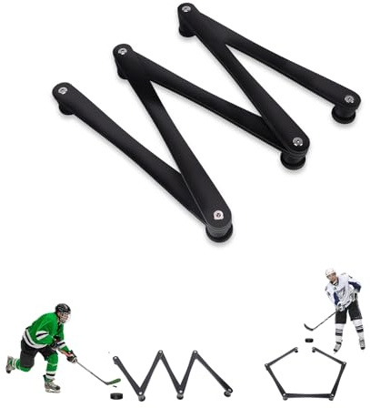 exsulity hockeyträningsutrustning, professionell 5-sektion hockeyklubbhanteringstränare hjälpmedel med justerbara leder halkfri matta för puckkontroll och kompetensutövning och reaktionstid, svart