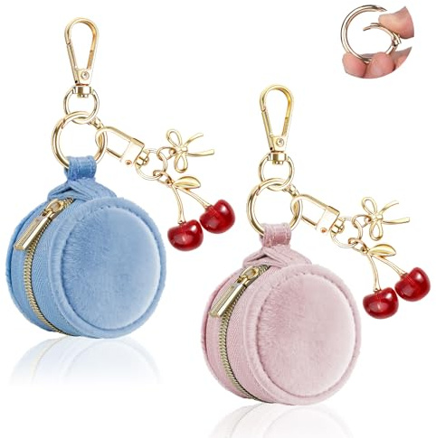 2 Mini Bolsa para Joyas Joyero Viaje Pequeño para Mujeres Niñas Cajitas Regalo Pequeñas Navidad Cumpleaños Aniversario Bolso de Terciopelo Organizadora Pendientes Anillos Cadenas 5*5*3cm(Azul&Rosa)