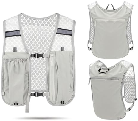 WUMZIRA Gilet Hydratation Running pour Femme et Homme, Sac à Dos Hydratation Léger pour Trail, Marathon, Course à Pied, VTT et Randonnée, Gilet de Course Réglable et Respirant, Gris