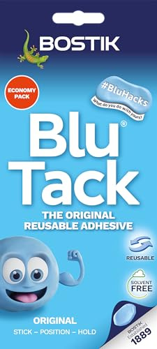 Bostik B183 Blu Tack, mångsidigt återanvändbart lim, ren, säker och lätt att använda, icke-giftig, ekonomisk storlek, blå, XL