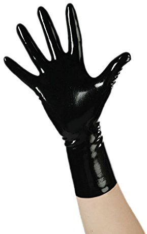EXLATEX Rubber Secrets Short Latex Mixed Toes Wrist Gloves (Small,Black)