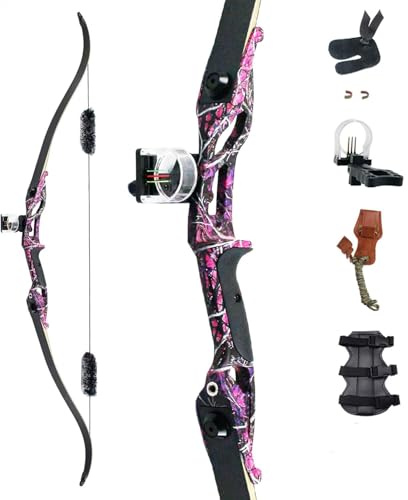 SinoArt 56 Recurve Bow with 30 Max Draw 30 35 40 45 50lb Draw Weight Right Hand Outdoor Hunting Bows&Arrows Archery Set (Purple) (35LB)