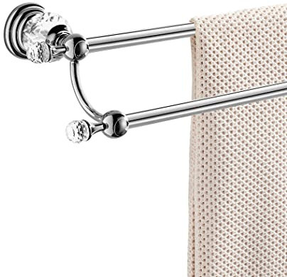WINCASE Chrome Towel Bar, Adjustable Double Towel Holder, Silver Crystal Bathroom Towel Racks Wall Mounted