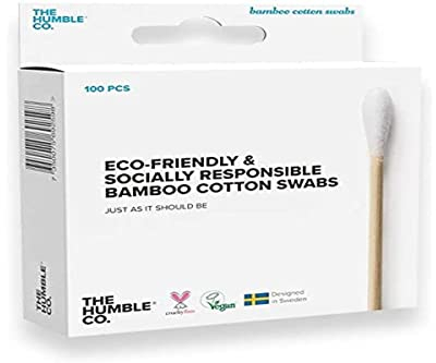 THE HUMBLE CO. - Organic Cotton Swabs - 100% Biodegradable - Bamboo Handle - Ear Cleaning, Makeup Cleaning, Wound Cleaning - Designed in Sweden - Vegan & Cruelty-Free - Eco-Friendly - 100p
