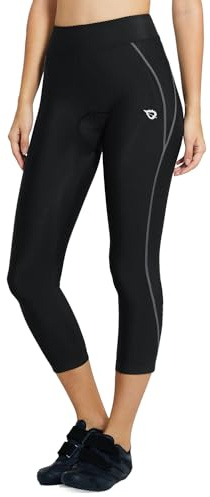 Baleaf Cykelbyxor, dam, vadderade, 3/4, cykelbyxor, cykelbyxor, korta, vadderade leggings, UPF 50, cykelkläder, sommar, 1-svart-grå, XL