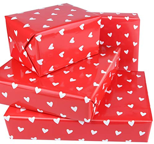 PLULON 6 hojas Enamorado Regalo Envase Papel, Corazones Vistoso Papel de regalo