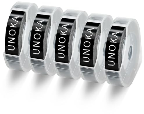 UNOKA Nastro per goffratura nero S0898130, ricambio per Dymo Omega Label Tape nero, 9 mm, in vinile 3D, etichette autoadesive per goffratura, compatibile con etichettatrice per goffratura DYMO Omega