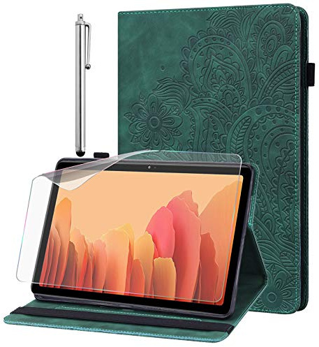 GLANDOTU Hülle für Samsung Galaxy Tab A7 10.4 Zoll 2022/2020 mit Schutzfolie und Stylus Stift, Ultra Dünn Standfunktion Flip PU Leder Tablet Hülle Samsung Tab A7 SM-T500/T505/T507, Grün