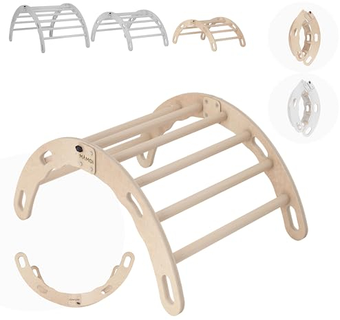 MAMOI® Arrampicata per bambini in legno naturale, Dondolo triangolo, Altalena da casa interno, Parete arco a partire